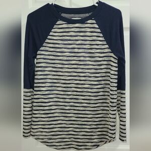 Lou & Grey Navy and Cream Striped Long Sleeve Top